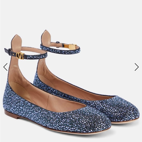 VLogo Signature Embellished Ballet Flats